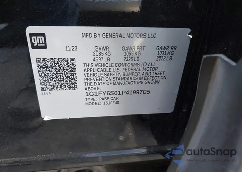2023 Chevrolet Bolt Euv Fwd Lt from USA, damaged, VIN 1G1FY6S01P4199705